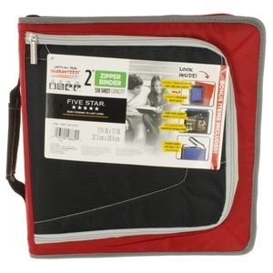 Five Star 2" Zipper Binder 3 Ring Binder - Red